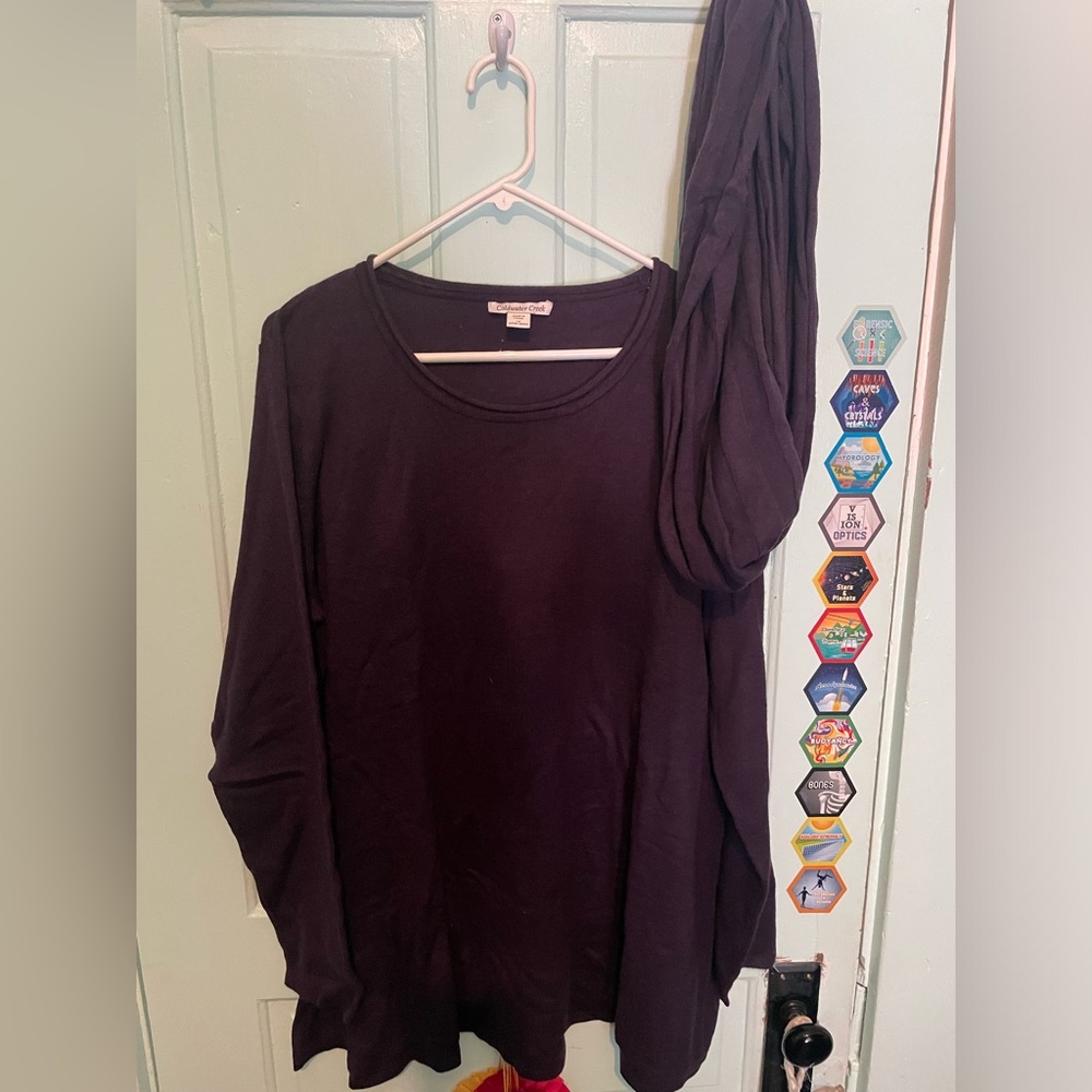 Cold water Creek A Line Sweater w/Scarf Plum 16-18